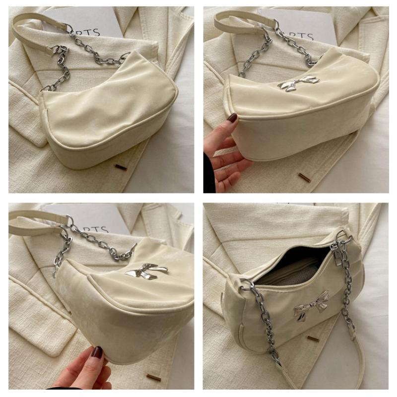 Sweet Little Fresh Bow Handbag Women Korean Armpit Crossbody Bag Chain Shoulder