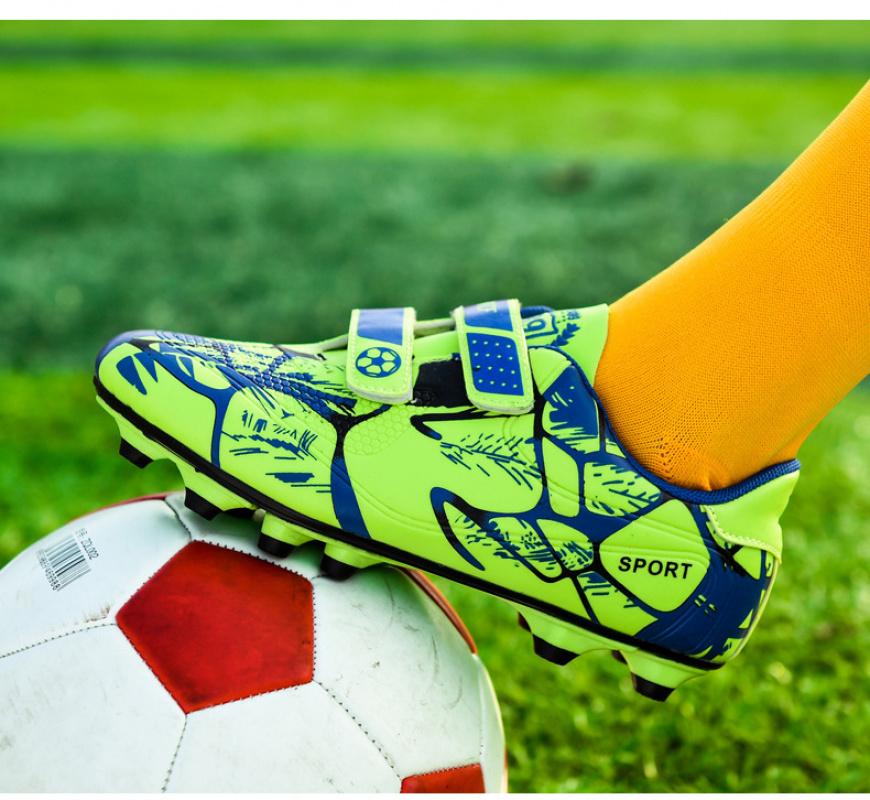 2026 football shoes with Velcro fasteners, large size, for children, boys and girls, with long and short spikes, suitable for primary and secondary school competitions and training, unisex