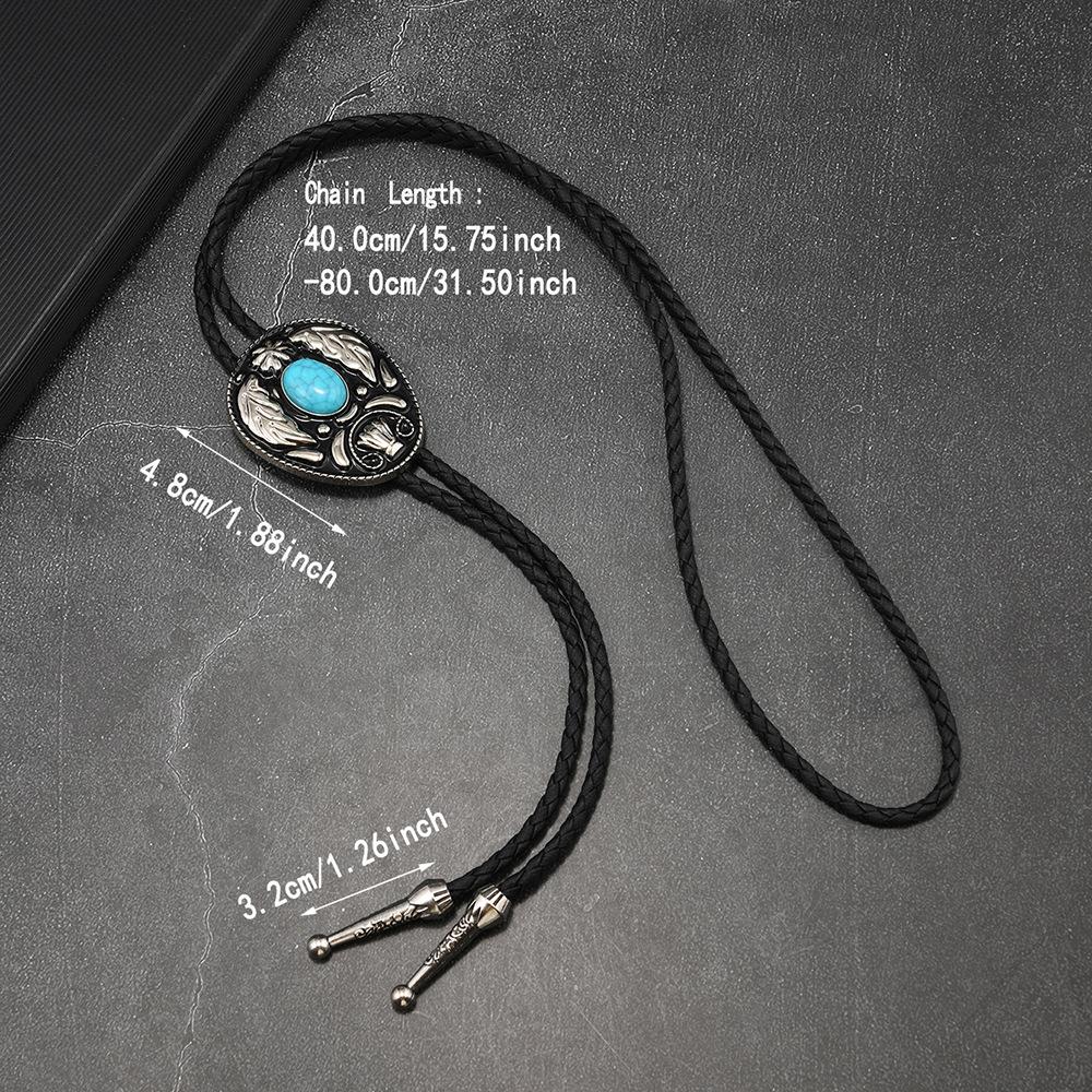 Men's Tie Turquoise Necklace Personalized Indian Western Cowboy Bolo Tie Necklace for Men and Women Couples Party Tie Daily Work Tie Pre-tied Bow Tie