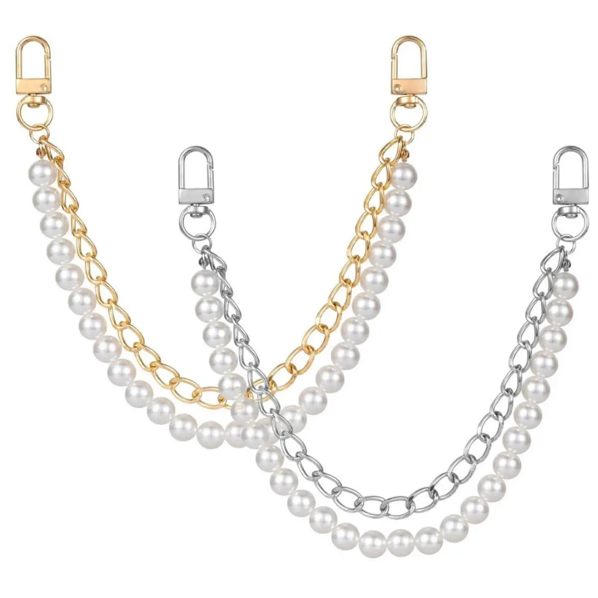 Pearl Chain Bag Strap – Double Layer Decorative Shoulder Chain, Versatile Stylish Handbag Accessory, Lightweight Luxury Purse Charm for Women, Travel & Daily Bag Decoration Clip-On Chain