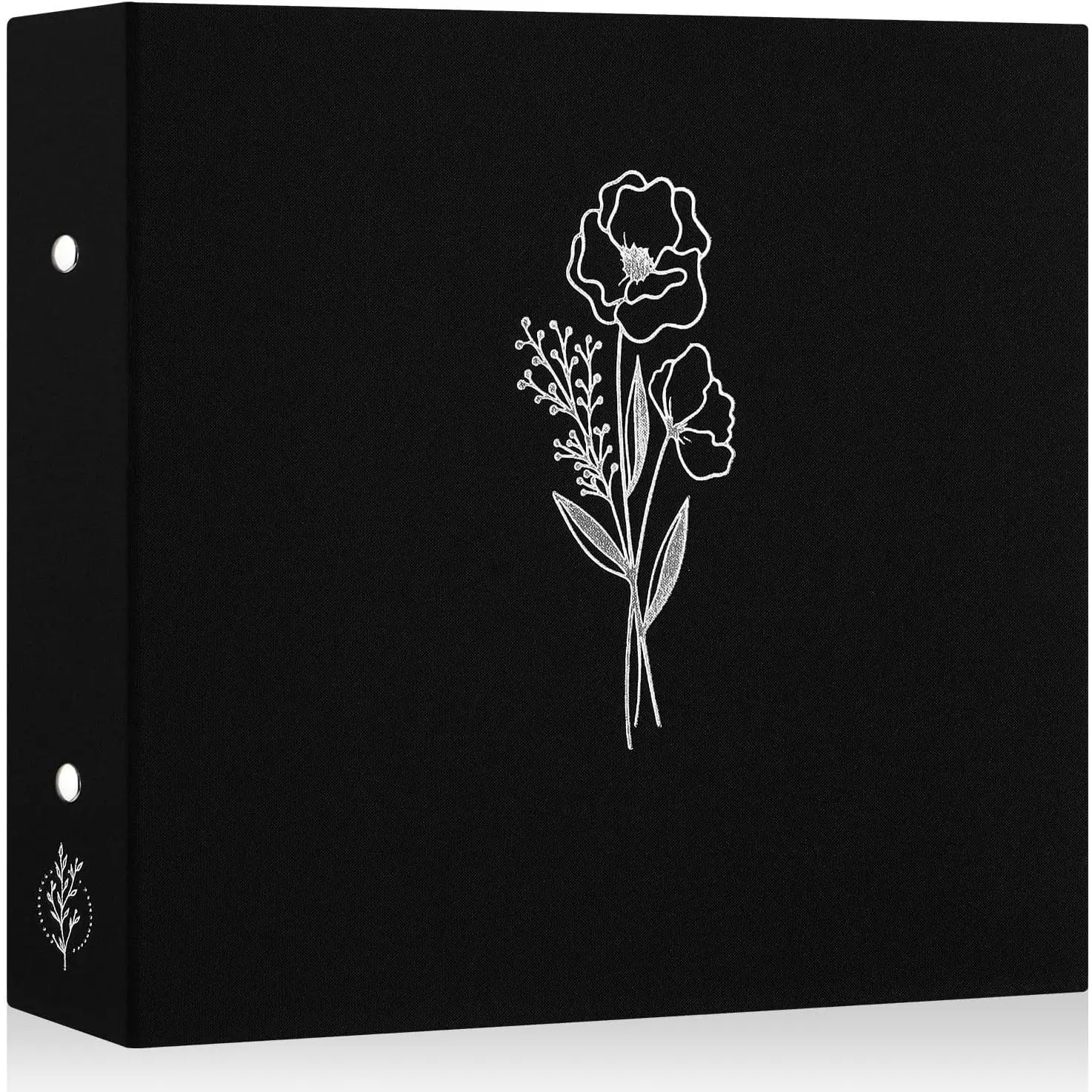 12x12 Inch Scrapbook Photo Album, Linen Cover Archival Acid Free Top Load 3 Ring Binder Photo Book with 30 Plastic Sleeves 60 Pages (Black)