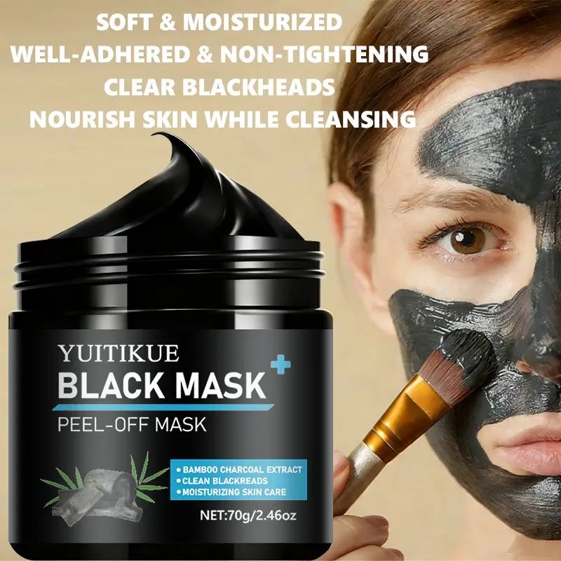 Bamboo Charcoal Pull Mask, Blackhead Remover, Deep Cleansing Deep Pore Detox Facial Mask, 70g, Effective Pore Cleaning, Skin Care Essential, Beauty Face Mask