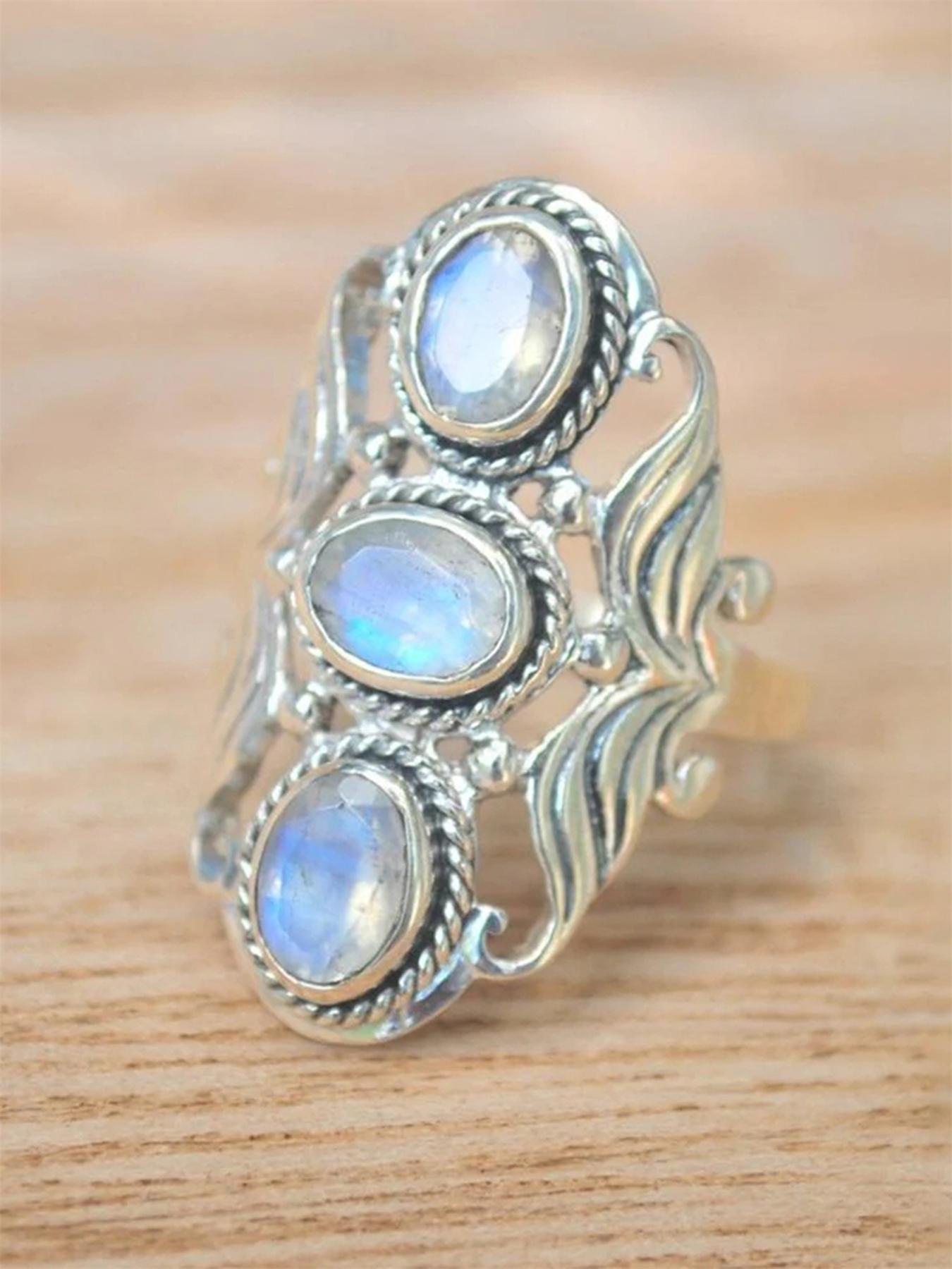 Vintage Artificial Crystal Decor Hollow Out Design Promise Ring, Elegant Fashion Accessories For Women, Wedding Engagement Bridal Jewelry Gift, Heirloom Ring, Unique Rings