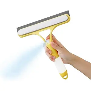 3 in 1 Window Cleaning Scraper, Window Squeegee with Sprayer, Window Cleaning Scraper for Windows, Walls, Car Windshields, Bathrooms, Kitchens, All-Purpose Window Cleaner Tool (Yellow)