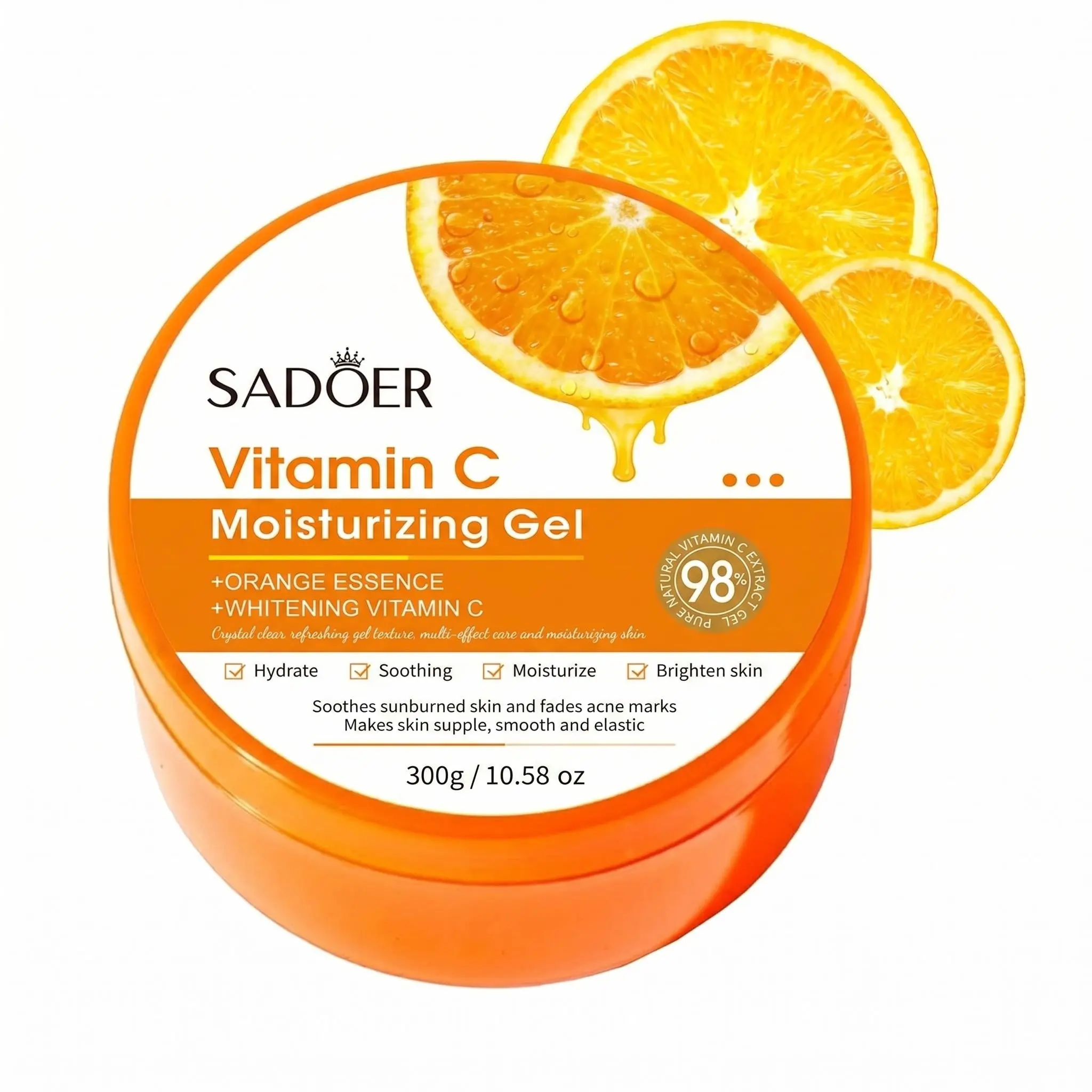 Vitamin C Daily Moisturizing Gel, Fast Absorb Hydrating Skin Care Gel, Moisturizer, Suitable for All Skin Types, 300g Large Capacity