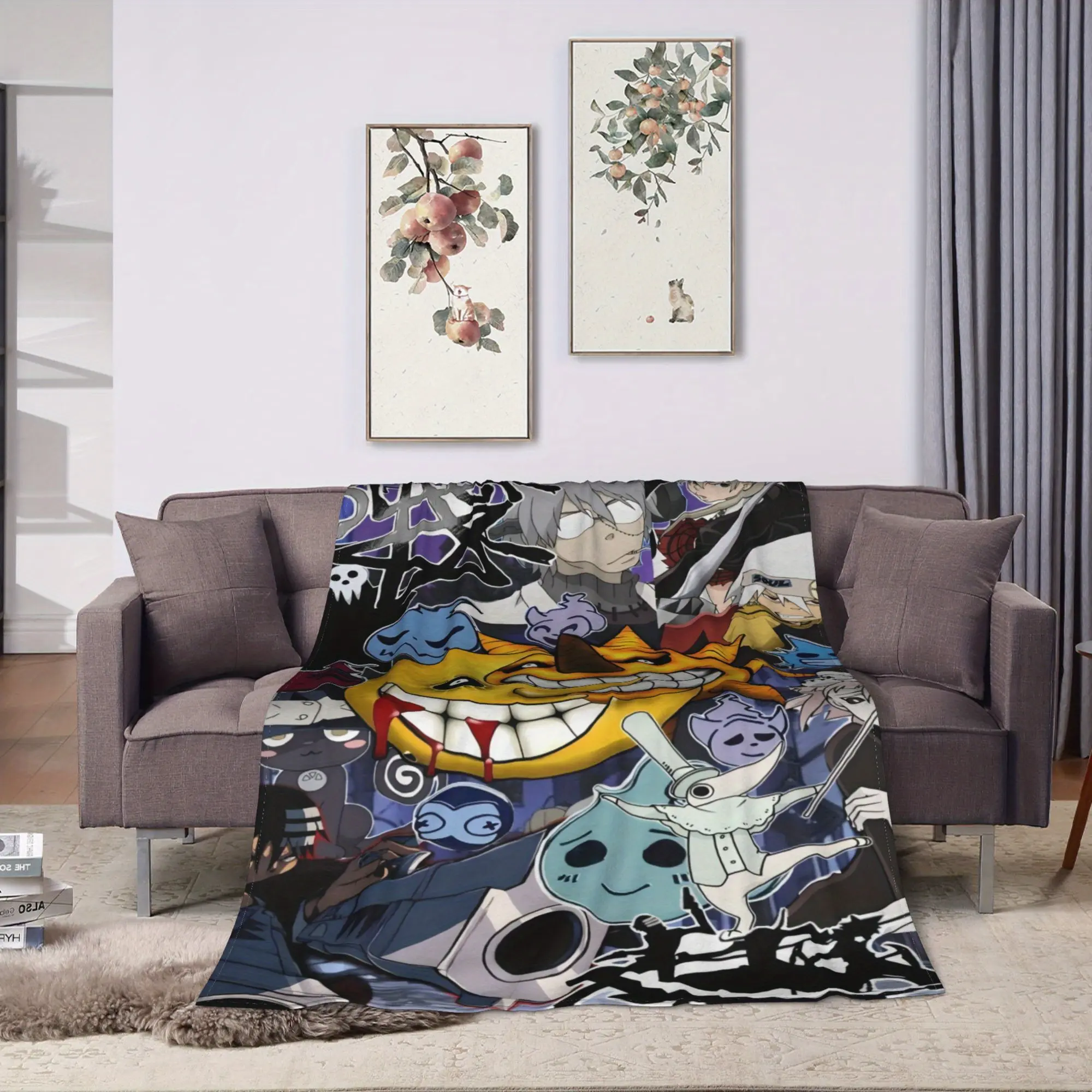Soul Eater Collage printed blanket, suitable for all seasons, a must-have for home travel and camping, and a perfect gift for family and friends