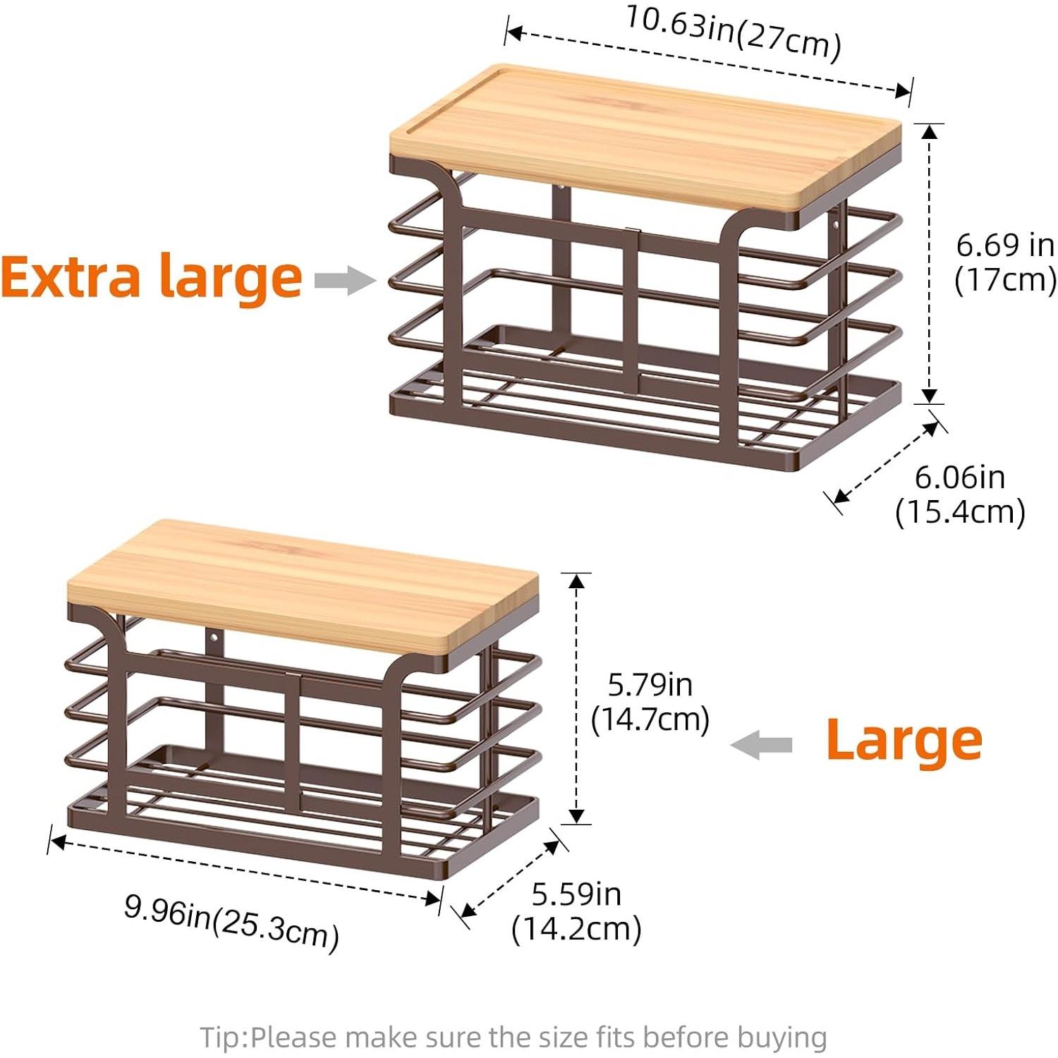 2 Pack Black Stackable Trash Bag Holder Bamboo Top Wall Mount for Kitchen Laundry Room