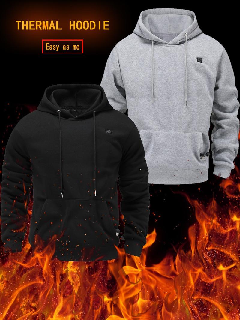 Men's Black USB Heated Hoodie - USB powered, adjustable heating and hood, perfect for winter riding, camping and cold morning commutes