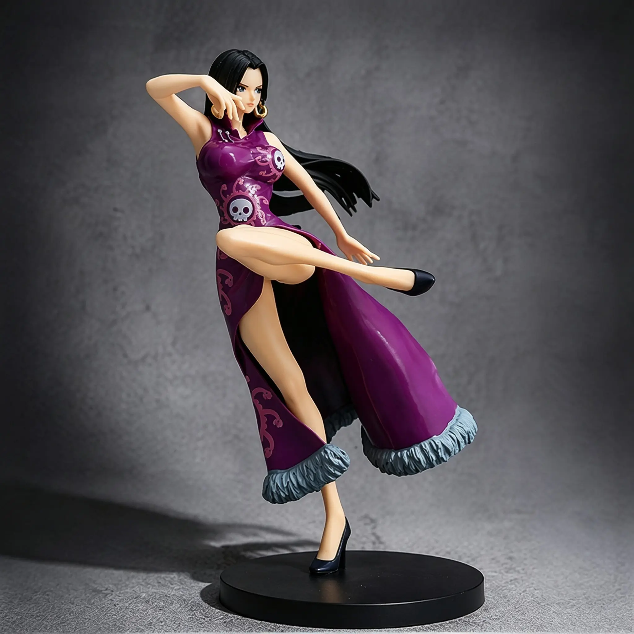 One Piece Lady Fight Series Boa Hancock Action Figure, 21cm Height, Detailed Golden Earrings, Qipao, PVC Material, Collectible Model