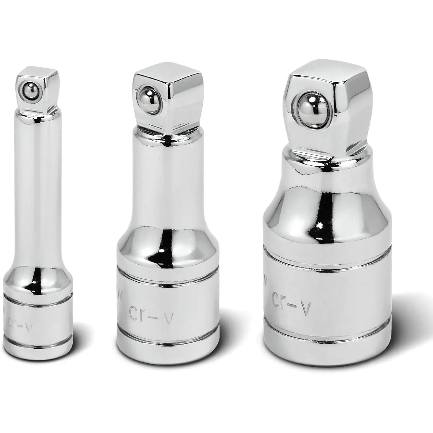 1/2-inch Drive Wobble Extension Set, 3 Piece, 1/4-inch, 3/8-inch, 1/2-inch, Up to 25 Degree - 640849, Silver