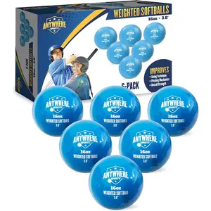 Weighted 16 oz Training Softballs for Hitting & Pitching, Suitable for All Skill Levels, Improve Power and Mechanics, 3.8” Diameter, Set of Six Training Balls