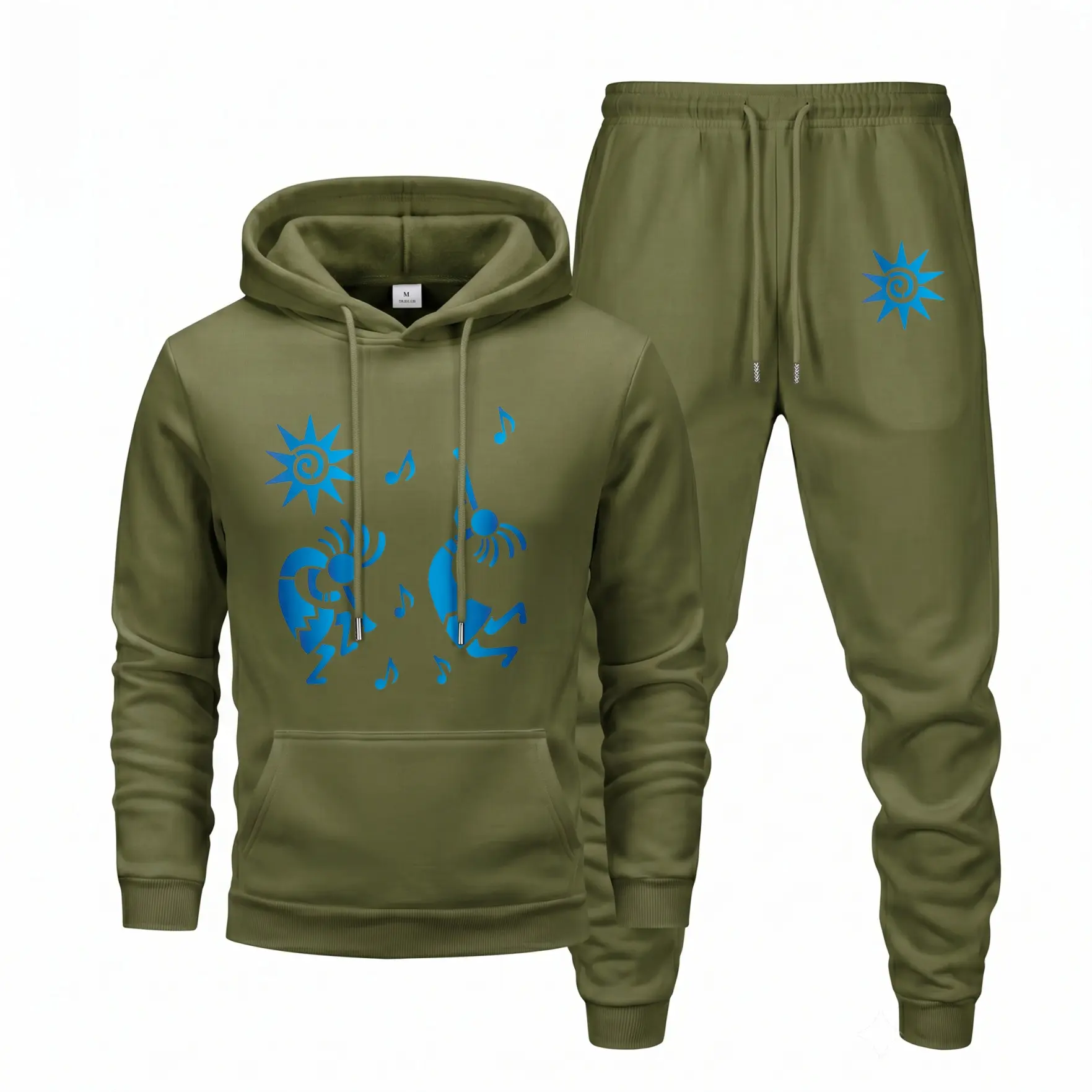 Men’s Hoodie and Sweatpants Set, Graphic Print Pullover Hoodie Matching Jogger Pants Outfit, Casual Streetwear Tracksuit for Men, Comfortable 2 Piece Sweat Suit for Fall Winter, Daily Wear, Travel, Outdoor Activities and Lounge