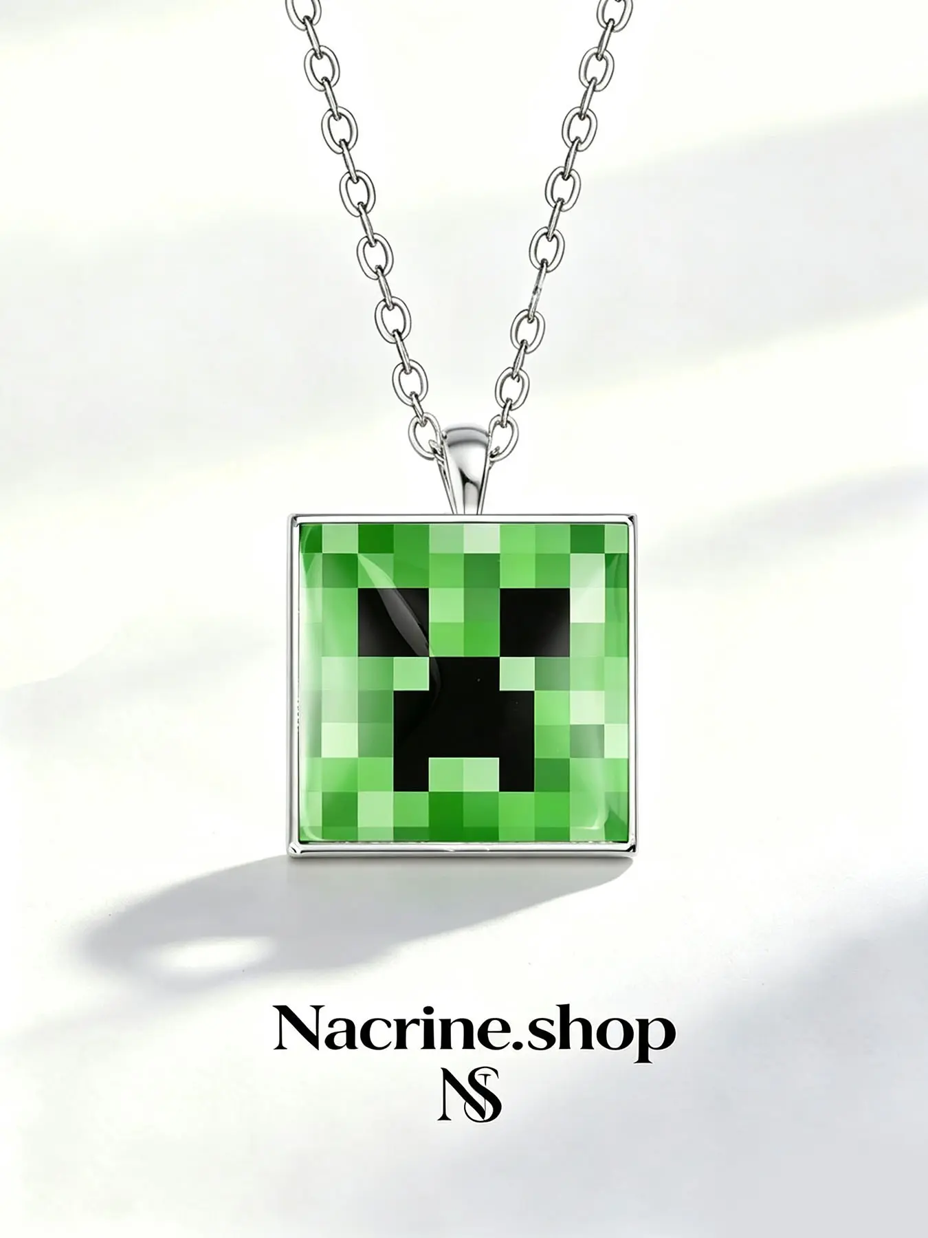 Fun Pixel Block Necklace, Minecraft Cartoon Square Pendant, Perfect Gift for Lovers, Family & Friends for Birthday, Anniversary, Valentine's Day, Christmas.