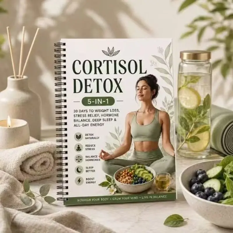 Cortisol Detox 5-In-1 Health Planner Journal, Daily Wellness Tracking, Diet & Sleep Log, Stress Management, Yoga Meditation Companion