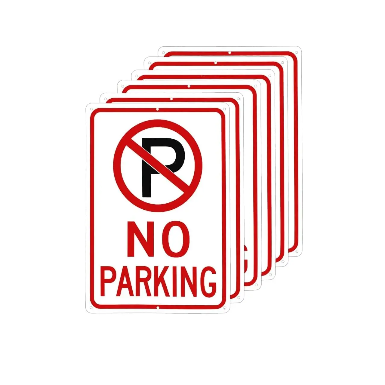 No Parking Signs - 10"x14" - Pack of 6  - Engineer Grade Rust Free Metal No Parking Signs for Driveway - UV Protected
