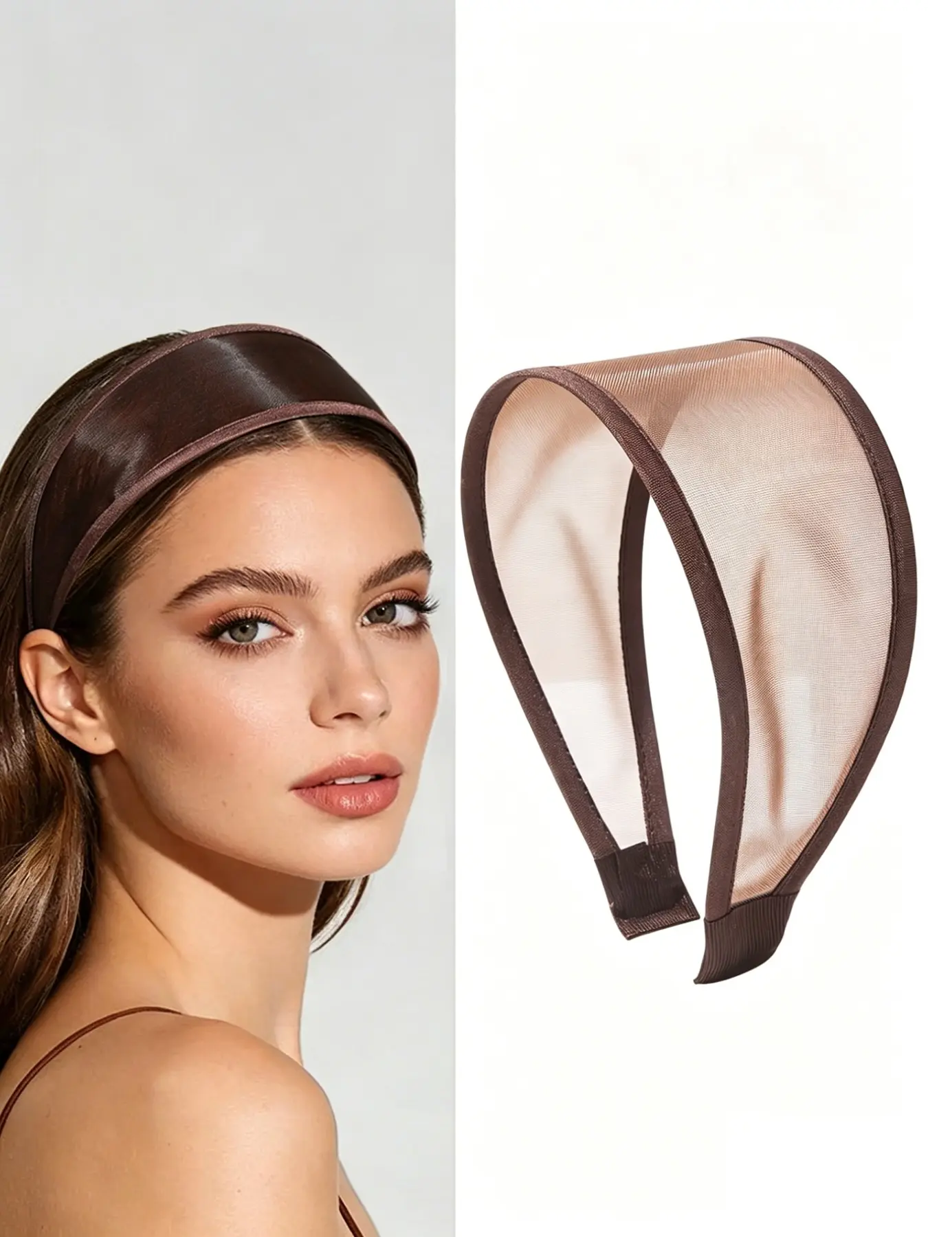 Korean Style Fashionable Simple Trendy Solid Color Mesh Breathable Wide Band Headband for Women, Elegant Daily Accessory