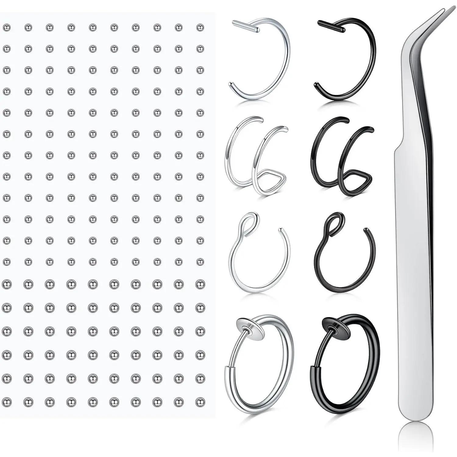 Eyebrow Ring  Lip Labret Studs  Balls Spike with 100 count Sticker Non-