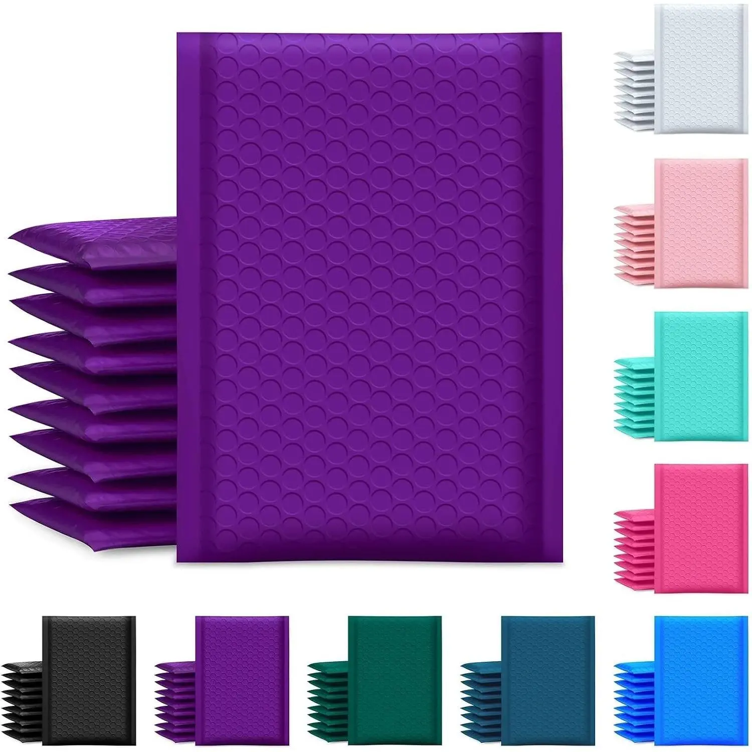 Purple Poly Padded Bubble Mailers, 6x10 Inch (6x9 Inch Usable Size) 100-Pack, Self-Seal Waterproof Bags for Small Business Shipping of Jewelry & Makeup Supplies, Waterproof Bag