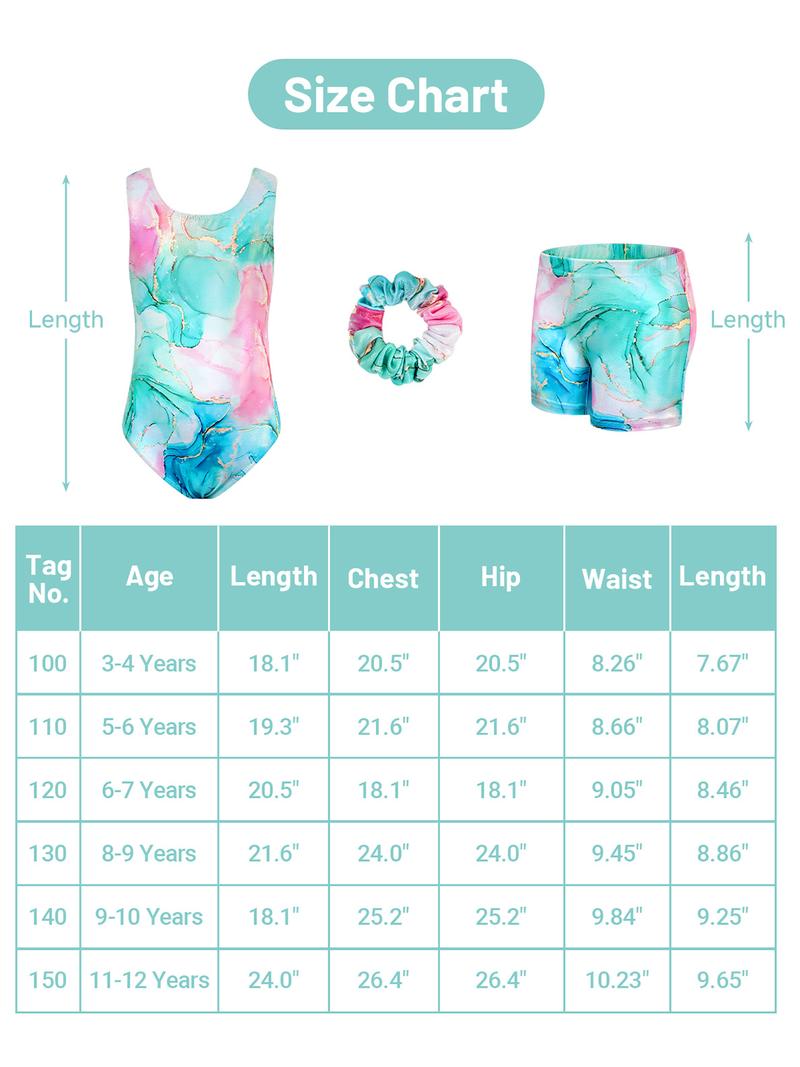 Gymnastics Leotards for Girls, Sparkly Dance Unitards with Shorts Ballet Biketards Outfit for 3-12 Years