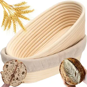 Banneton Bread Proofing Basket 2 pack 10 inch Oval Basket with Liner, Bread Proofing Basket Perfect for Professional & Home Sourdough Bread Baking, Artisan Sourdough Bread (Set of 2 pack 10" Oval)