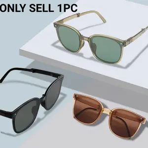 Foldable Portable Small Frame Sunglasses with Storage Round Box UV Resistant Sunglasses, Versatile Daily Sun Visors for Men and Women Driving Outdoors, with Multiple Color Options