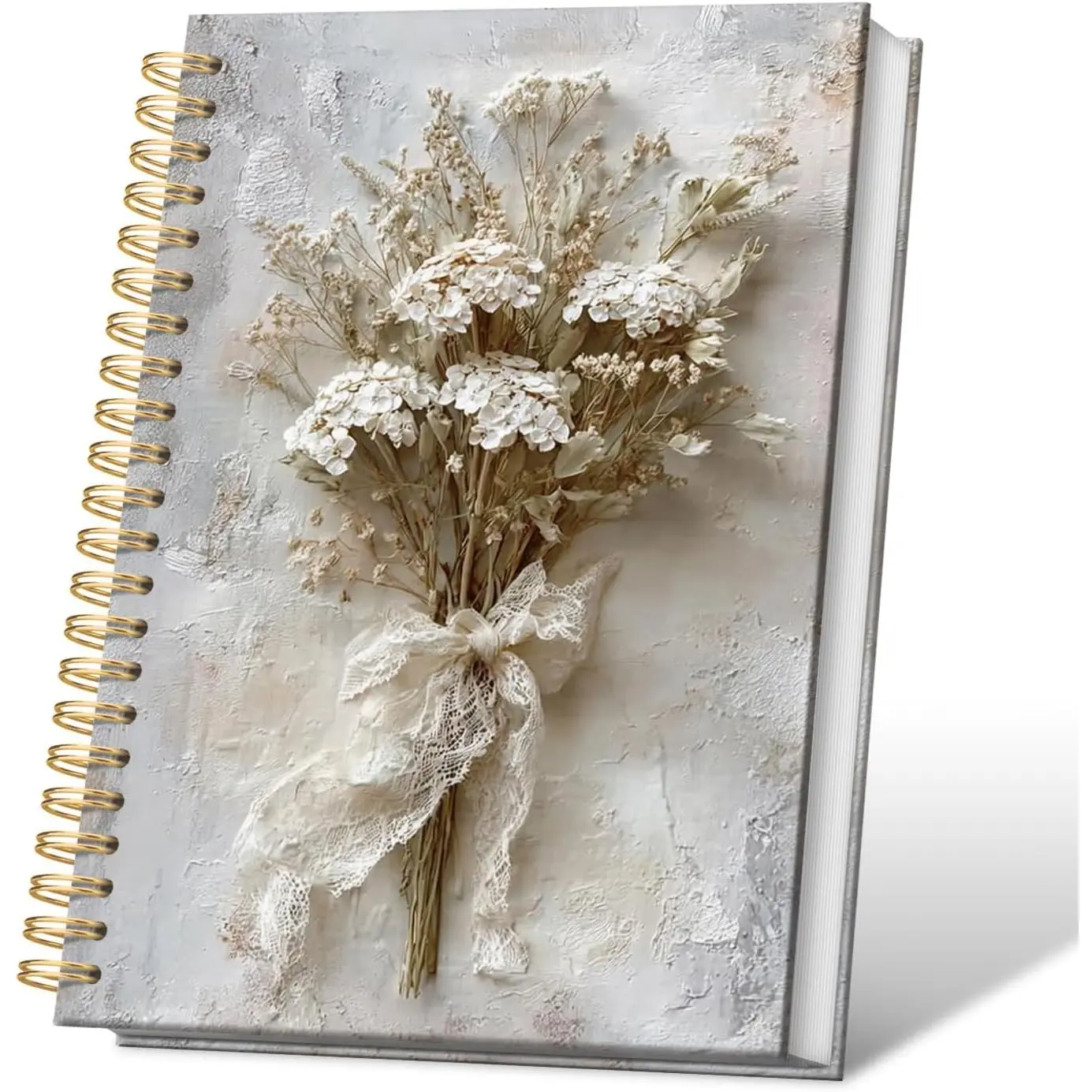 Boho Dried Floral Spiral Notebook, Rustic Country Flower Botanical Journal for Women, Light Academia Cottagecore Floral Aesthetic College Ruled Notebook Journal for Writing, 5.5x8.3