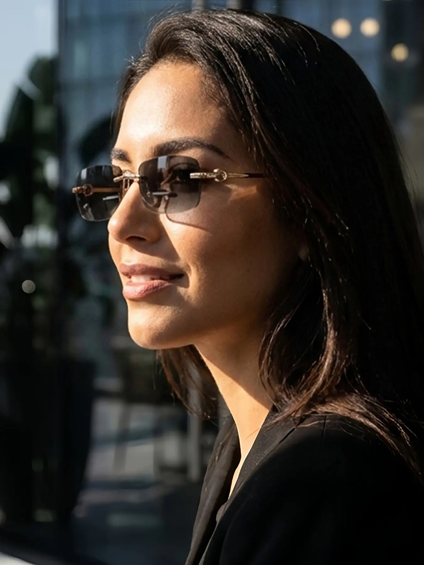 Women's Metal Square Rimless Glasses, Elegant Sexy Fashion Eyewear, Perfect for Daily Commute, Coffee Shop, Bookstore, Shopping