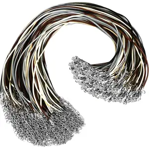 100 count Leather Necklace Cord with Clasps, Rope Necklace String, 5 Colors Necklace Cords for Pendants, 19.7"  Necklace Chains for  Making Supplies, 2mm Waxed Necklace Bracelet Cord