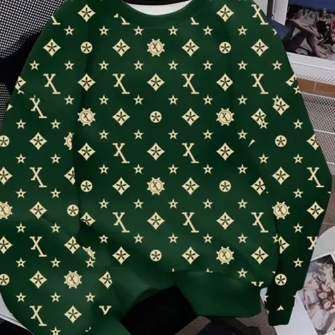 Men's Fall Winter New Arrival Luxury Full Print Geometric X Letter Round Neck Sweatshirt, Long Sleeve Pullover, Multiple Colors Available