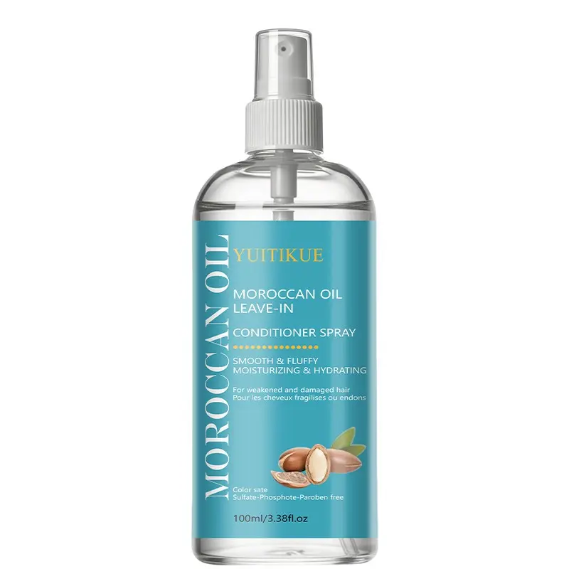 Yuitikue Lightweight Non-Greasy Moroccan Oil Hair Spray 100ML, Jojoba Avocado Oil Blend, No-Rinse Care, Detangle, Smooth, Soft & Voluminous Hair