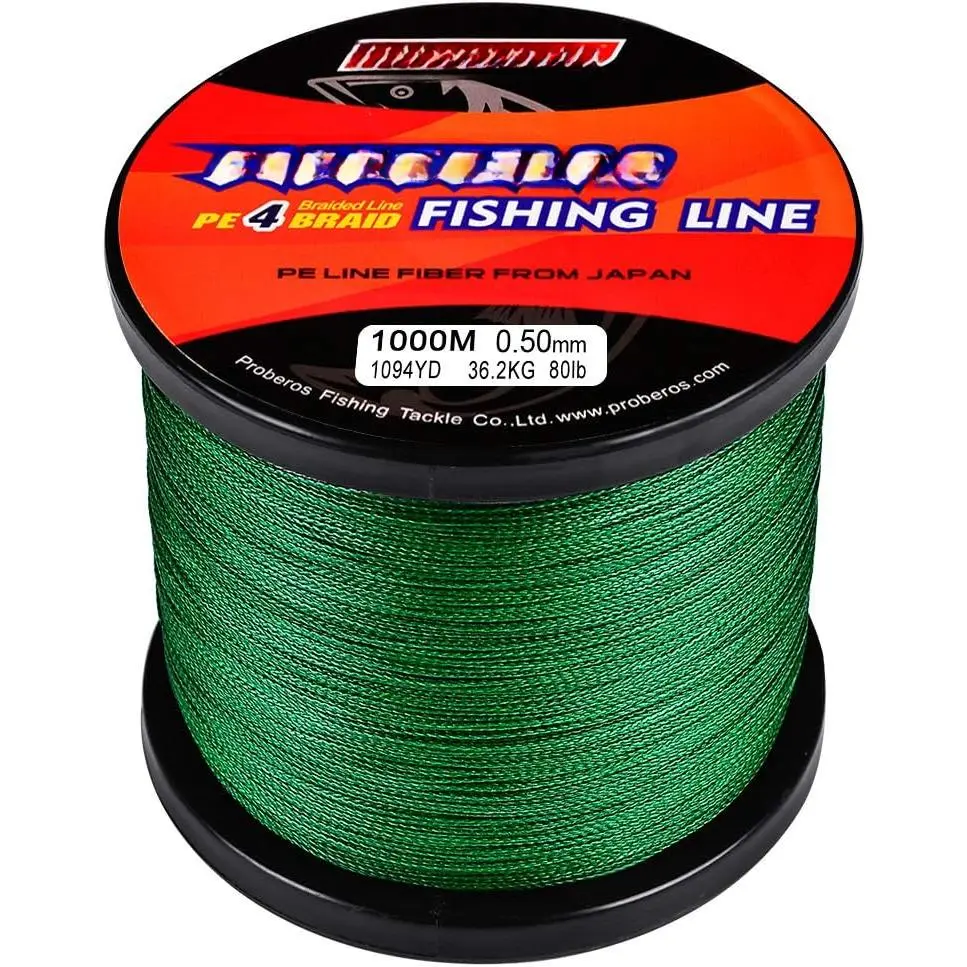 Braided Fishing Line 4 Strands Stronger Multifilament PE Braid Wire Saltwater 6LB-100LB 110yards 328yards 547yards Super Strong Superline