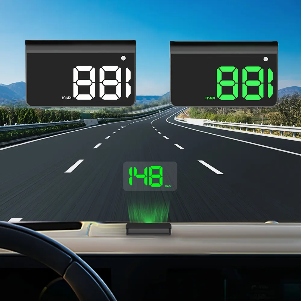 KWHUD K1 Car HUD Head-Up Display - Plug & Play -Free Speedometer with MPH/KM/H, Real-Time Speed Tracking, Green/White Light, - Dashboard Projector for All Vehicles (Smartphone-like Driving Data)