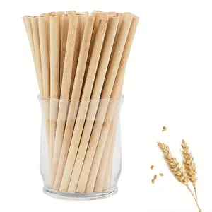 100 Disposable Wheat Biodegradable Straws, Natural, Eco-Friendly, Ideal for Coffee, Juice, Milkshakes, Bars, Parties, Daily Drinks