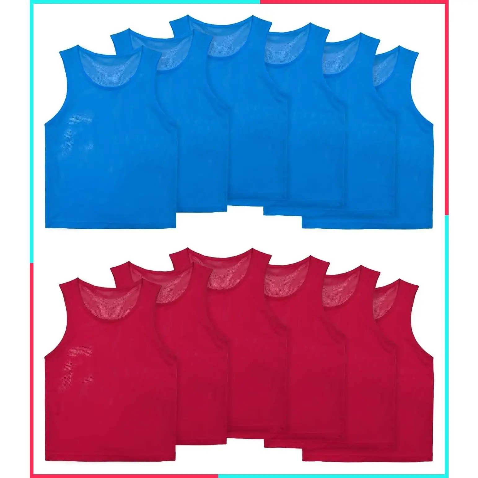Youth Sports Reversible Team Practice Pinnies, 12/24 Pack