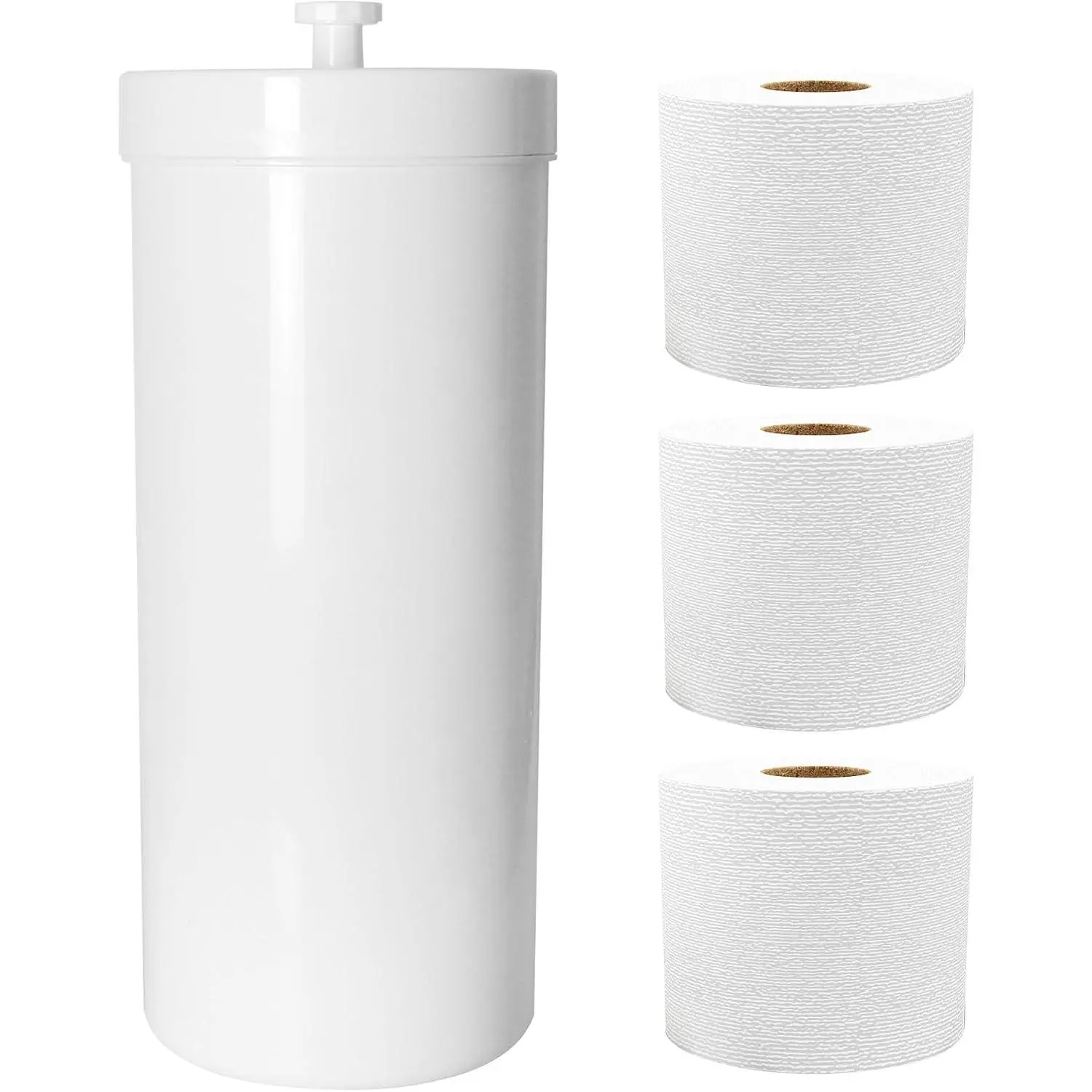 Plastic Toilet Paper Holder Stand, 3 Rolls Toilet Tissue Holder, Compact Toilet Tissue Rolls Organizer with Lid