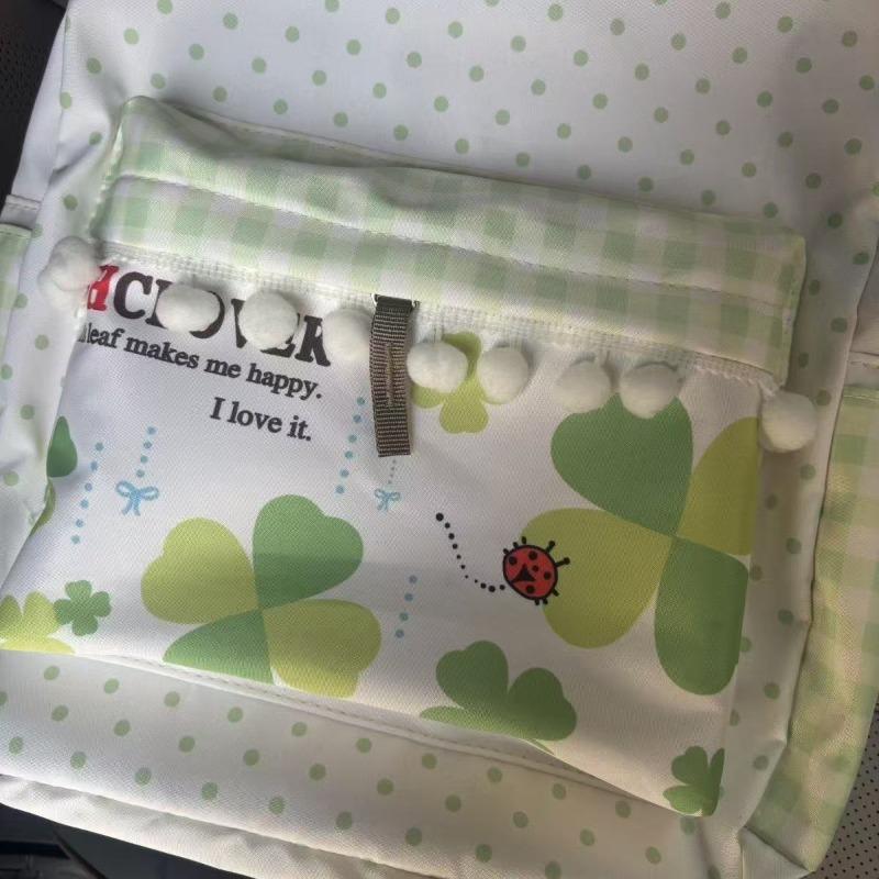 Japanese School Backpack Lucky Clover Print Bag Large Capacity Mochila Student Canvas Bags for Woman Portable Travel Sac Femme