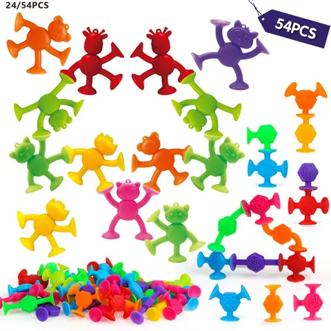 Stress Relief Toys for Kids 3-6, Animal-Shaped Suction Cups, Educational Interactive Fine Motor Skills Bath Toys, Travel Sensory Exploration Spatial Awareness Toys, Sensory Squeeze, Sensory Item, Party Gifts, Sensory Calming Tool