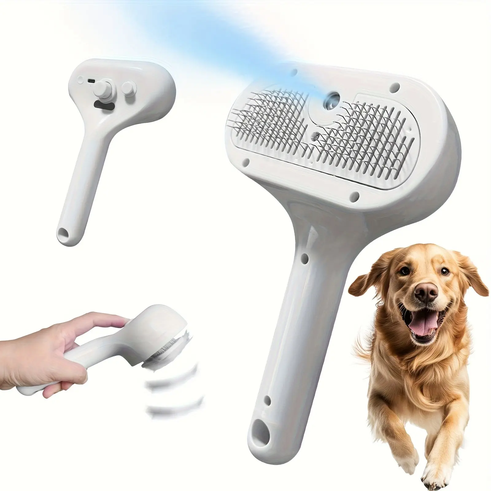 Pet Steam Brush for Dog & Cat 3-in-1 Spray Hair Removal Comb, Steam for Shedding&Grooming, Water Brush for Long & Short Haired Pets, Spritz Defur Comb