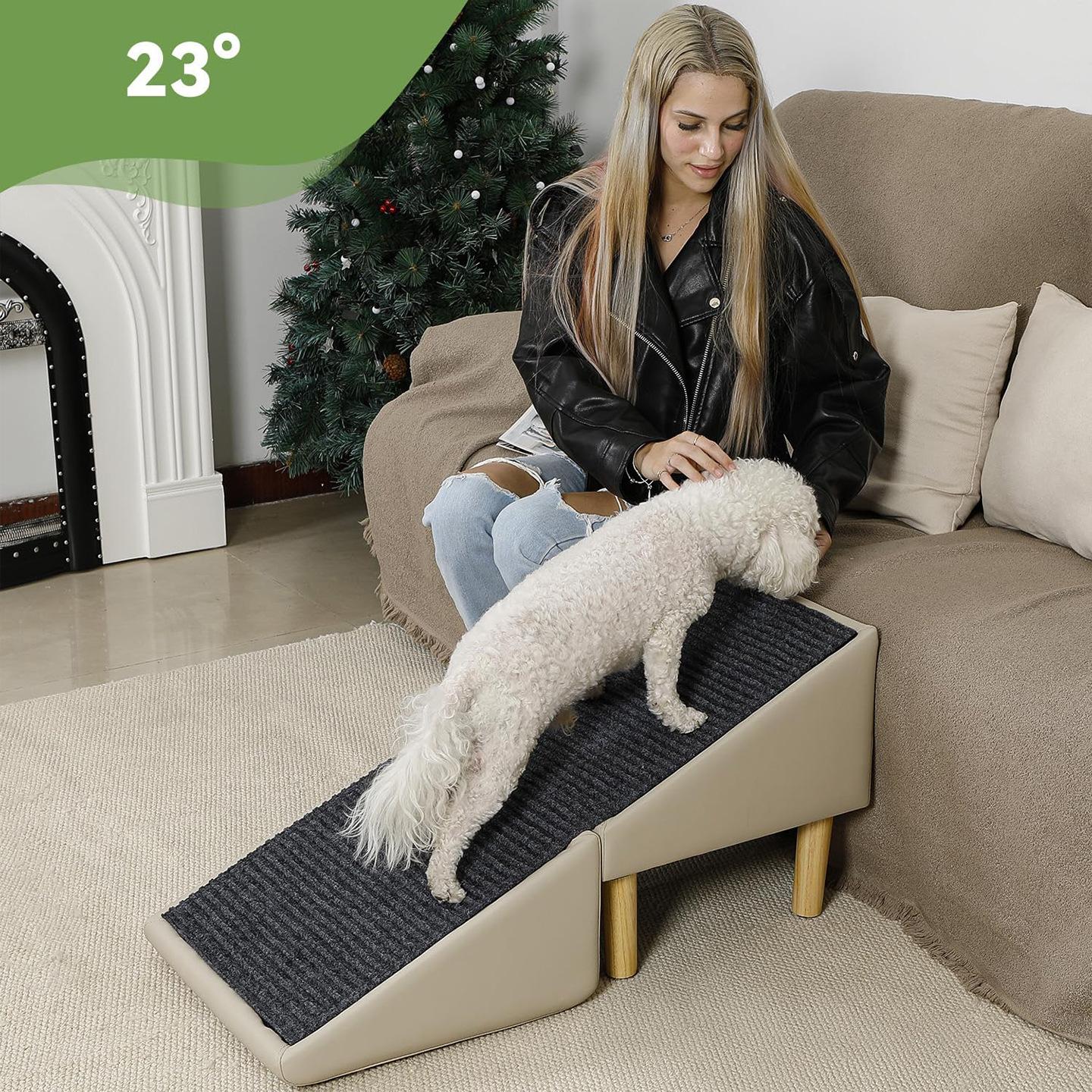 Multifunctional Foldable Pet Stairs 2-in-1 Non Slip Dog Step Stool Anti-Scratch Wear Resistant Portable Pet Ramp Ladder for Small Dogs Cats