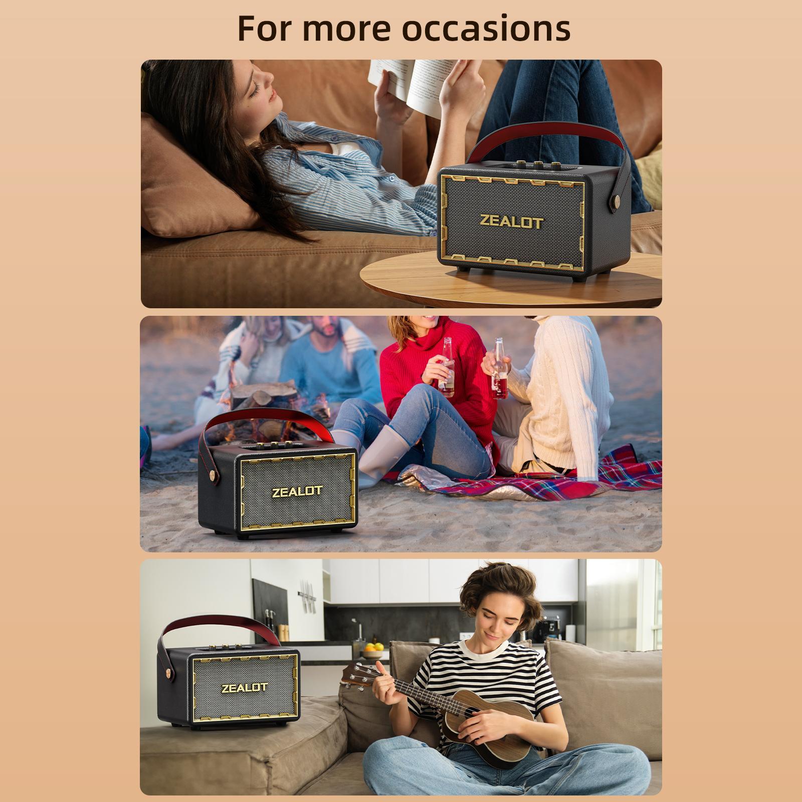 ZEALOT MT01 60W Wireless Speaker, Rechargeable Portable Bluetooth-compatible Speaker with DSP Technology, Stereo Sound Speaker for Home, Car, Outdoor, Camping, Audio