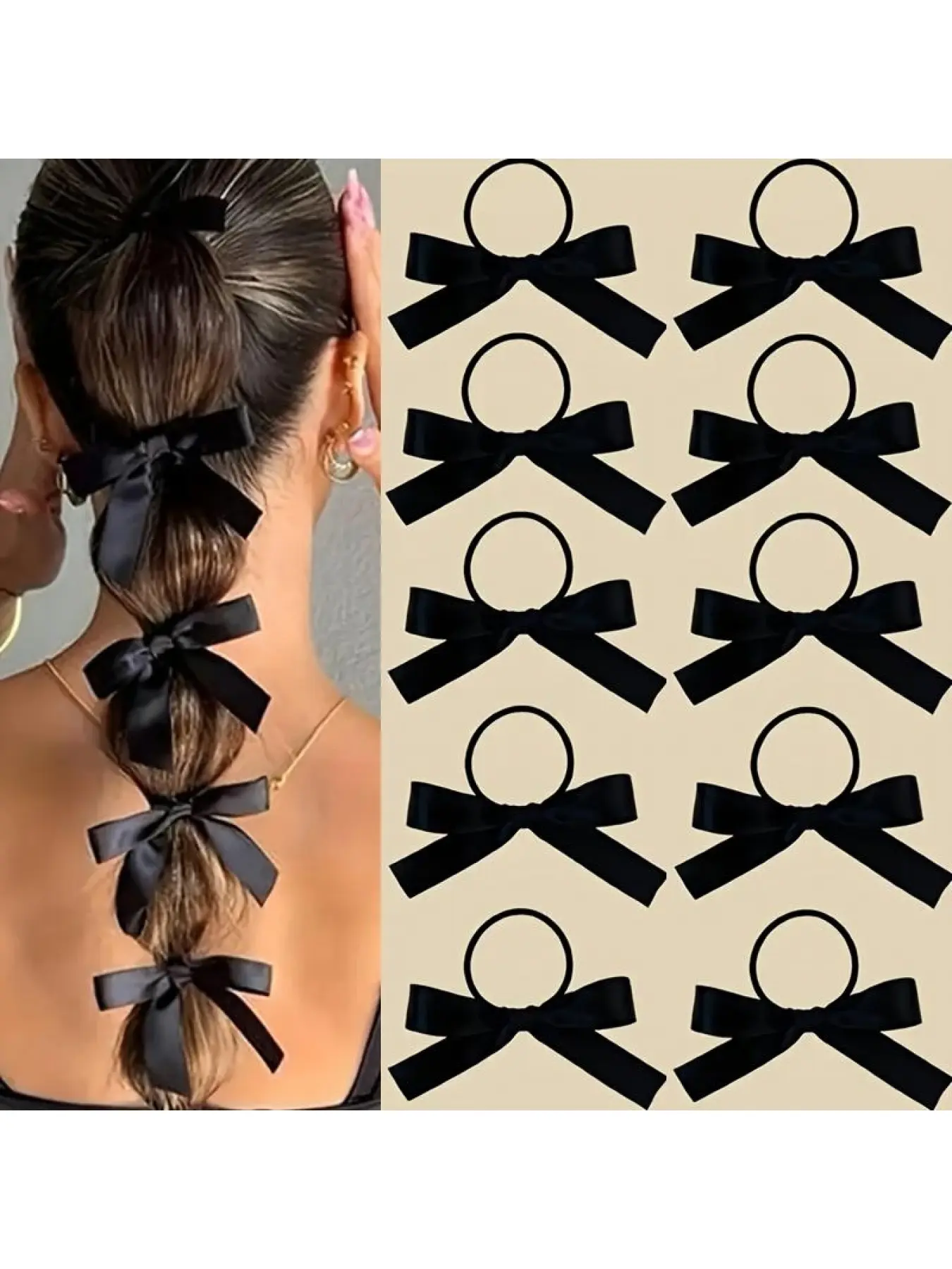 10 Ribbons, Bow Ties, Hair Strings, Ballet Style Retro Flowing Ribbons, Hair Loops, Internet Famous Braided Hair, Double Ponytail Hair Accessories, Women'S Ribbons, Bow Ties, Headband, Hair Loops