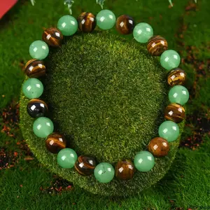 1pc Arpurraina Money Attraction Bracelet with Green Aventurine & Tiger Eye beaded  jewelry protection bracelet encouragement gift fashion artificial bracelet  of  the  day Colorblock Beaded Crystal Bracelet ,Manifestation, Abundance, Good Fortune, Success