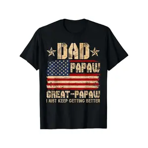Men's Funny Vintage USA Flag T-Shirt - Retro Dad & Papaw "I Just Keep Getting Better" Crew Neck Tee, Ultra Soft Breathable Moisture-Wicking Shirt Suitable for Casual Summer Wear, Gifts for Grandpa