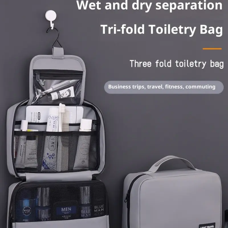 High-End Travel Toiletry Bag for Men, Portable Dry Wet Separated Business Wash Care Waterproof Storage Bag, Large Capacity Makeup Bag