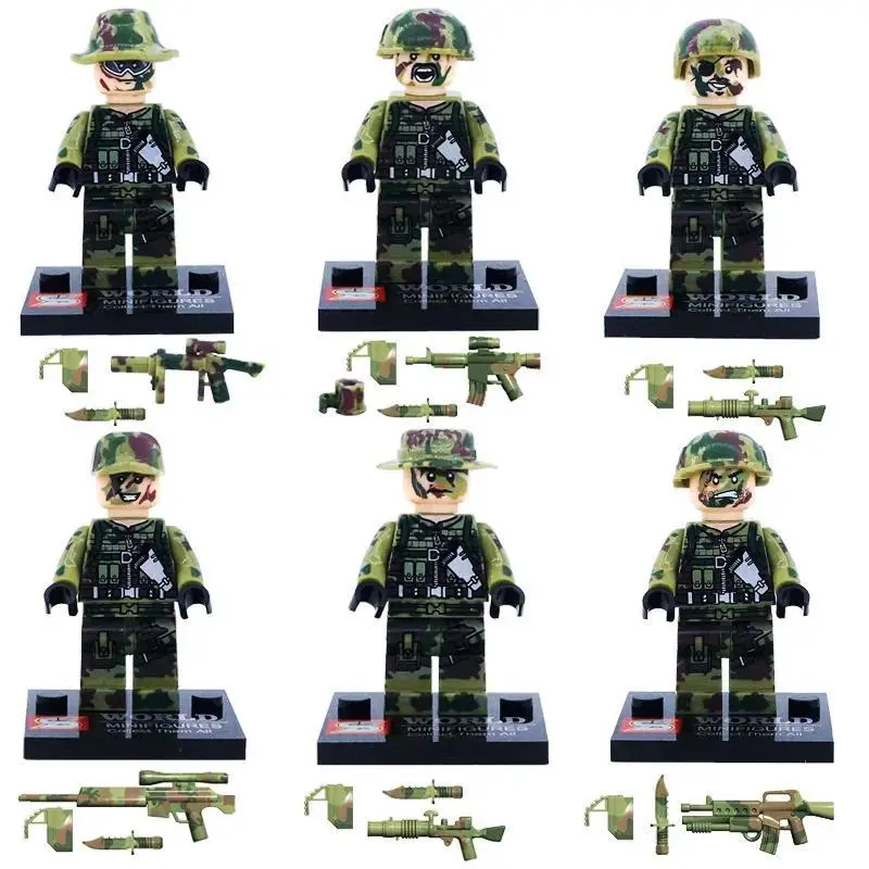 Cross-border wholesale SB11102 military series building block figure camouflage doll small particle assembled toys 6