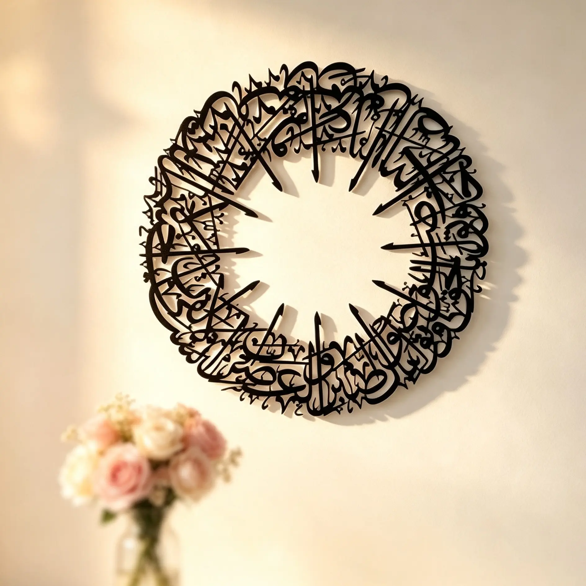 One piece of Islamic-style home wall decoration, Arabic calligraphy artwork, Muslim art decor, modern Islamic art suitable for Ramadan and Eid, durable iron ornament, perfect for living room and bedroom.