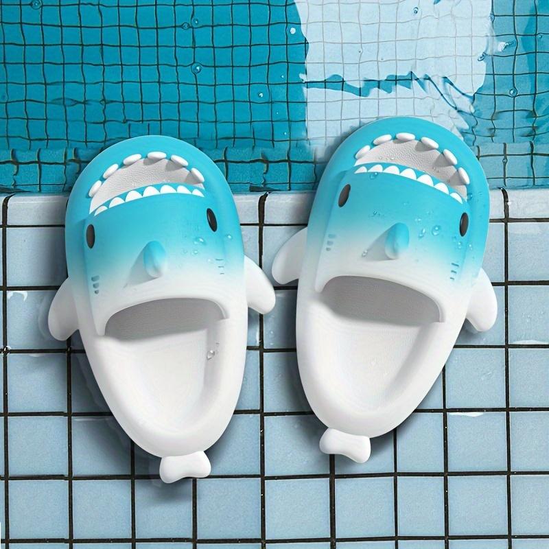Men's Cute Shark Slides, Casual Non Slip Slippers, Open Toe Shoes For Indoor Outdoor Beach Shower, Spring And Summer