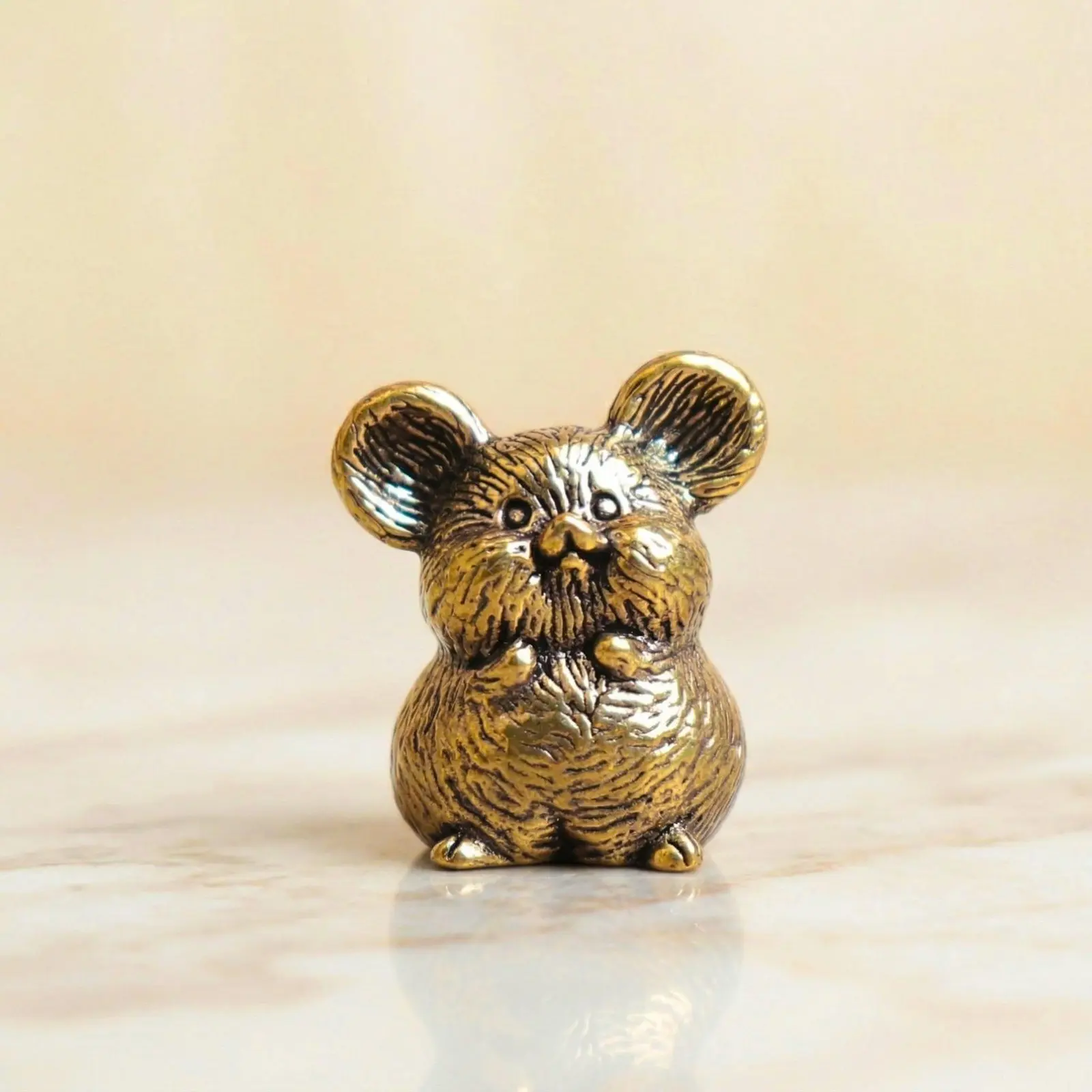 Vintage Brass Mouse Figurine, Solid Brass Rat Statue, Antique Sculpture, Figurines Decor, Animal Art Gift, Farmhouse Decor, Lucky Mouse Ornament, Brass Animal Collectible, Office Shelf Decoration, Retro Home Decoration