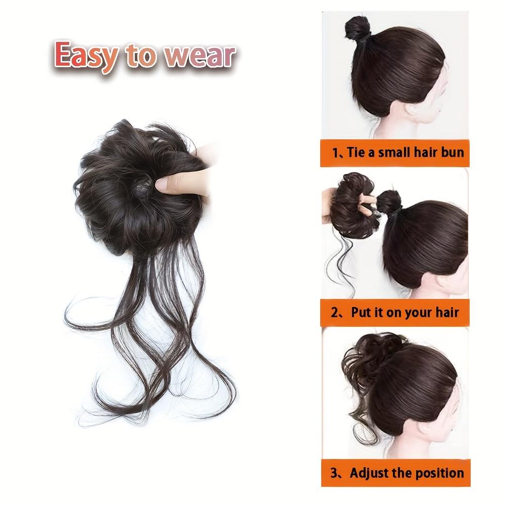 2 pieces of women's messy long hair bun hair accessories, synthetic wavy hair wraps, easy to wear, suitable for festivals, parties, and essential for Christmas costumes