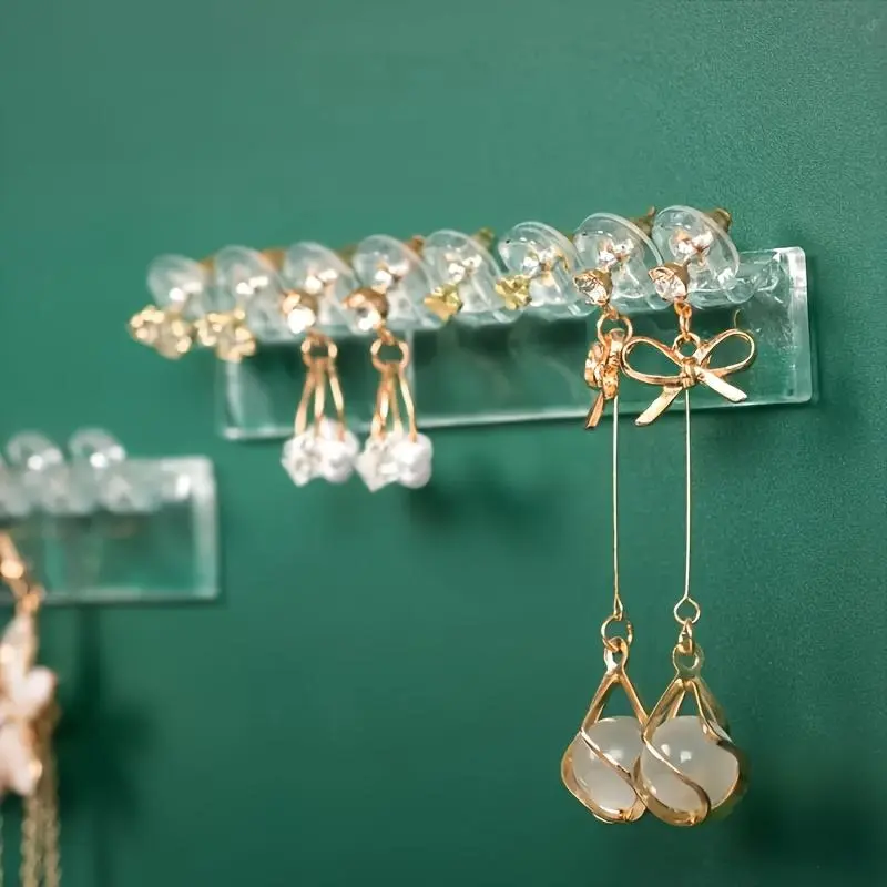 Wall-Mounted Transparent Acrylic Jewelry Storage Hooks - Durable Polished Plastic Multi-Functional Hook Design for Necklaces, Earrings, Rings And Bracelets - Space-Saving Bathroom Storage Solution. Suitable As Gifts Item Number-[Ysk01688/A8Pccssckk]